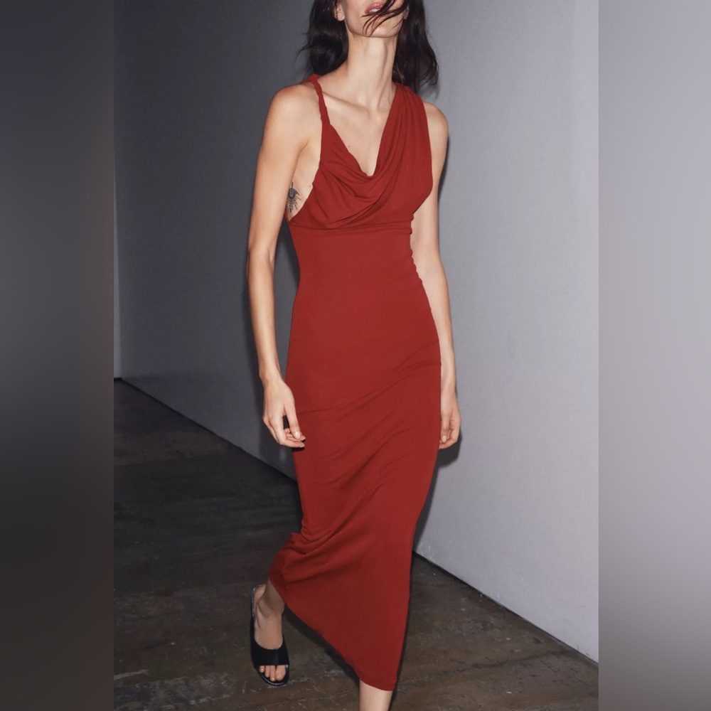 ZARA NWT LONG DRAPED DRESS